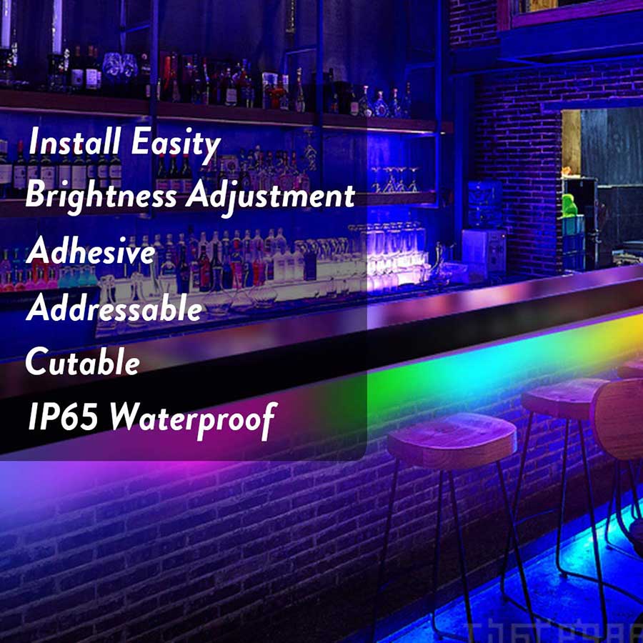 LED Strip Lights with Music Sync-Chase Effect, Dream Color Music lights 16.4ft, 5050SMD RGB Rope Lights with RF Remote, 12V Power Supply, 150LEDs Splash Proof Flexible String Lights for Indoor Bedroom LED Strip Lights with Music Sync-Chase Effect, Dream Color Music lights 16.4ft, 5050SMD RGB Rope Lights with RF Remote, 12V Power Supply, 150LEDs Splash Proof Flexible String Lights for Indoor Bedroom